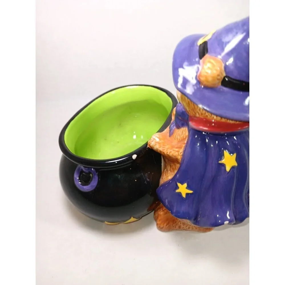Vintage CKAO Ceramic Witch Bear With Cauldron Halloween Candy Dish